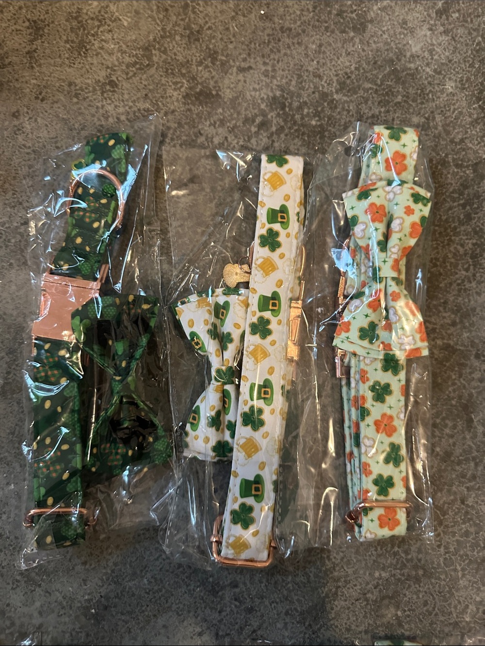 St. Patrick's Bow Tie Dog Collar/Leashes 3 designs- 20 inches